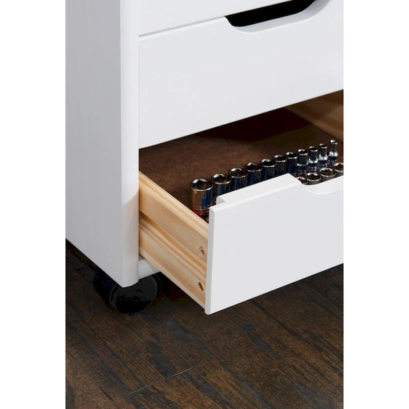 26 White Rolling Storage Cabinet with 6 Drawer
