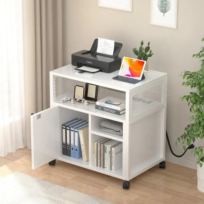 Rolling File Cabinet Lateral Office Filing Cabinets with Charging Station