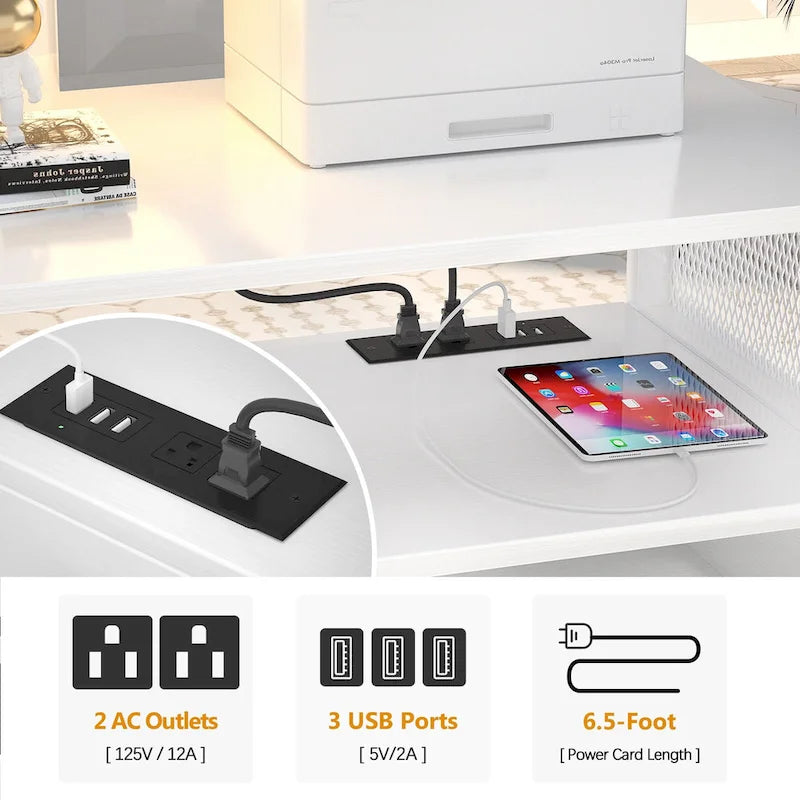 Rolling File Cabinet Lateral Office Filing Cabinets with Charging Station