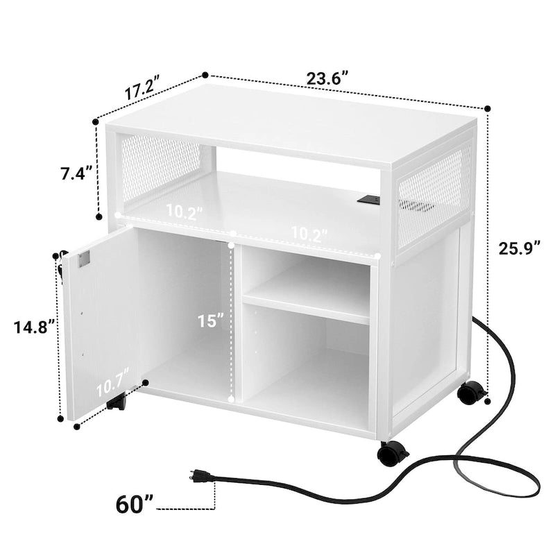 Rolling File Cabinet Lateral Office Filing Cabinets with Charging Station