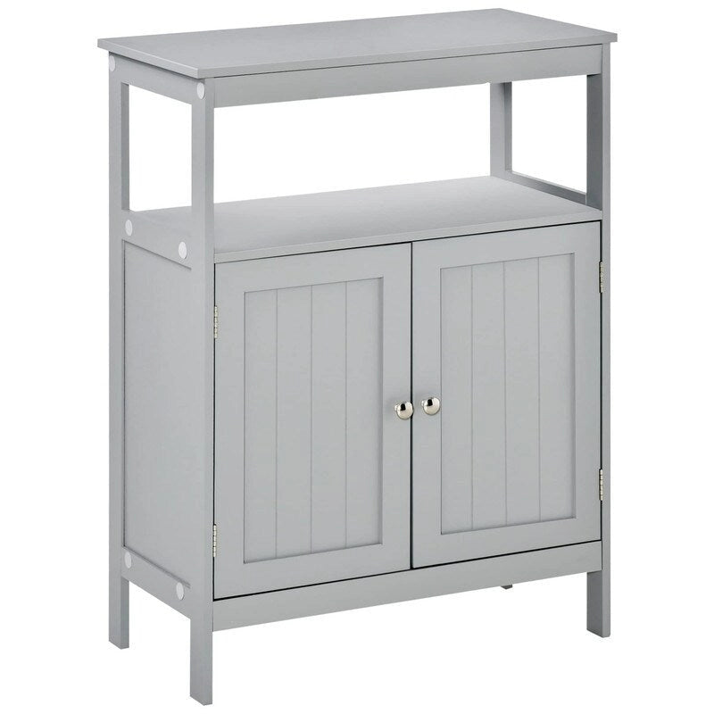 Freestanding Modern Bathroom Storage Cabinet, with Doors and Open Shelf