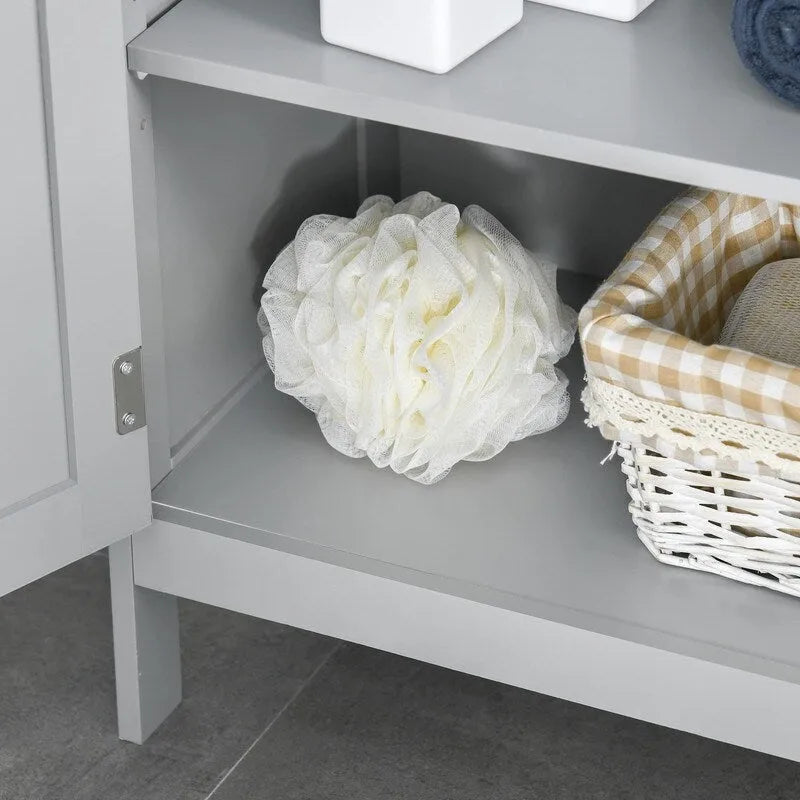 Freestanding Modern Bathroom Storage Cabinet, with Doors and Open Shelf