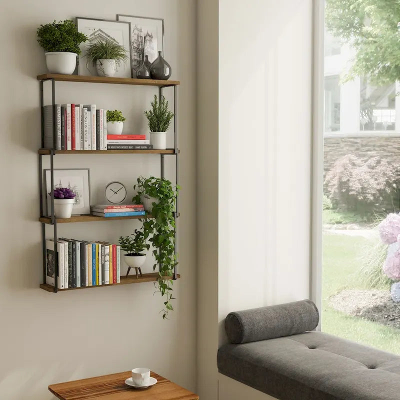 24x4.5 Living Room Shelf, Kitchen Shelf Decor, Walnut