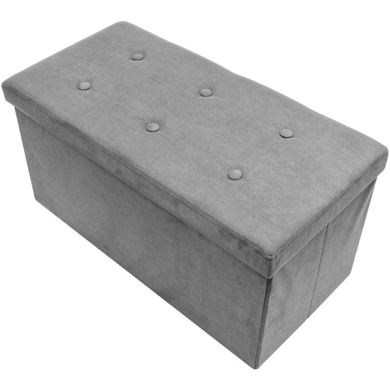 Storage Bench Chest Contemporary Faux Suede (Small Suede, Grey)