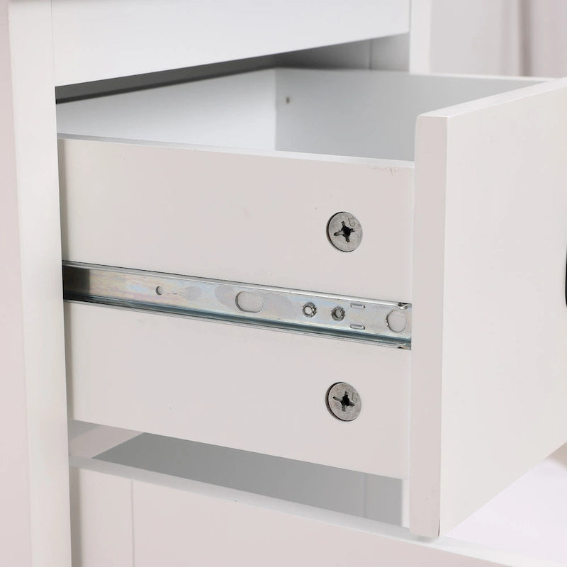 White and Black Wood Bathroom Tower Storage Linen Cabinet - 63 H x 15.75 W x 11.81 D