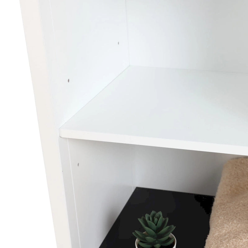 White and Black Wood Bathroom Tower Storage Linen Cabinet - 63 H x 15.75 W x 11.81 D
