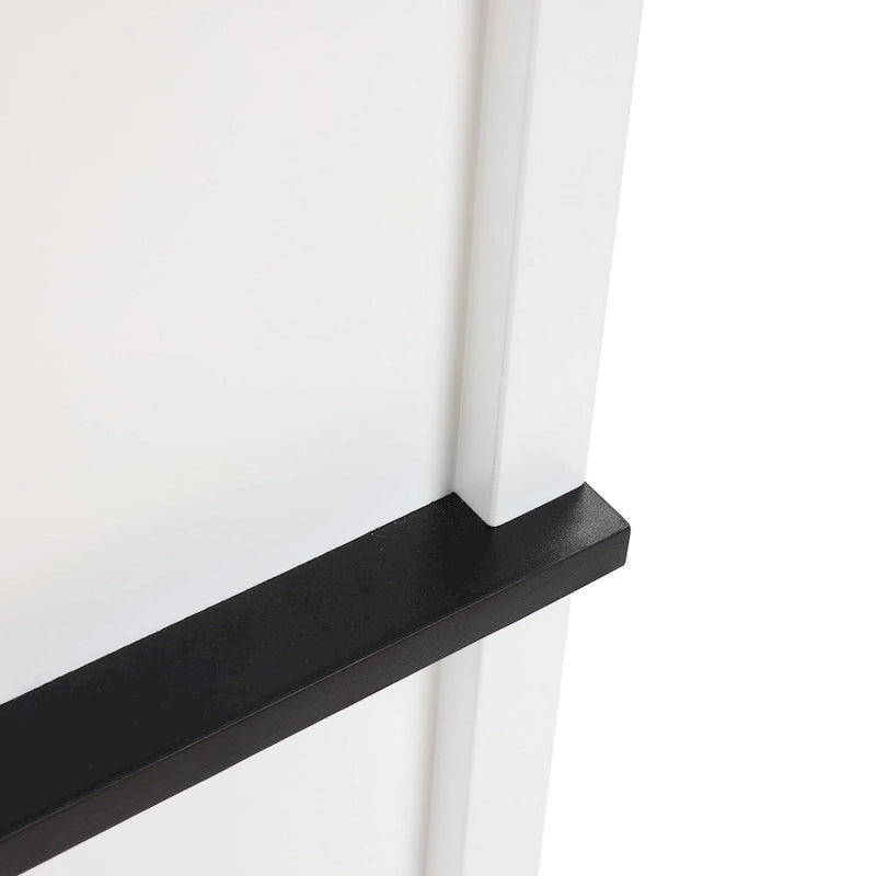 White and Black Wood Bathroom Tower Storage Linen Cabinet - 63 H x 15.75 W x 11.81 D