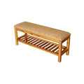 Water Hyacinth & Solid Wood Storage Shoes Bench