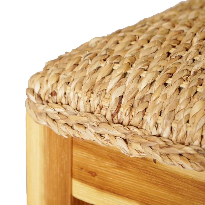 Water Hyacinth & Solid Wood Storage Shoes Bench