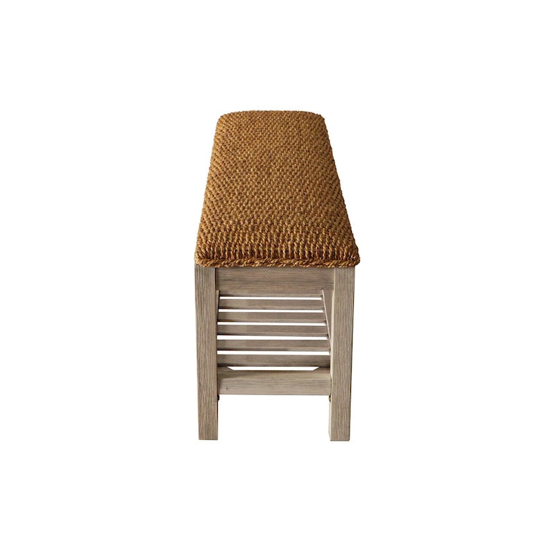 Water Hyacinth & Solid Wood Storage Shoes Bench