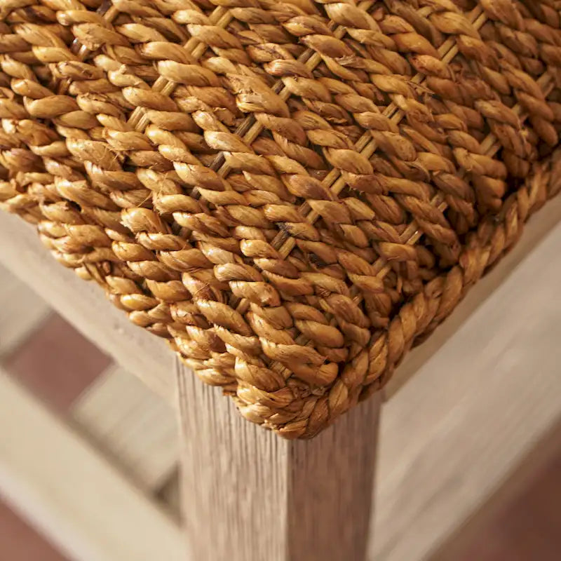 Water Hyacinth & Solid Wood Storage Shoes Bench