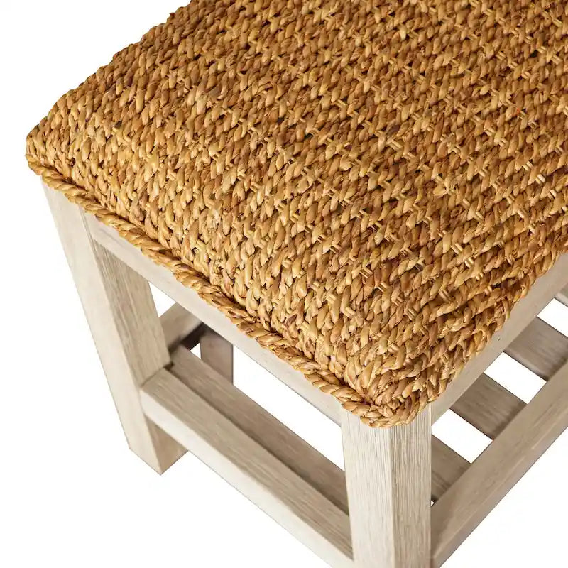 Water Hyacinth & Solid Wood Storage Shoes Bench