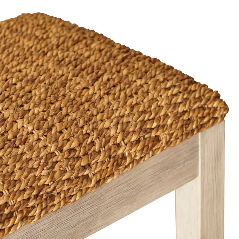 Water Hyacinth & Solid Wood Storage Shoes Bench