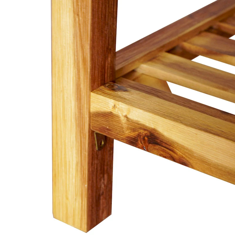 Water Hyacinth & Solid Wood Storage Shoes Bench