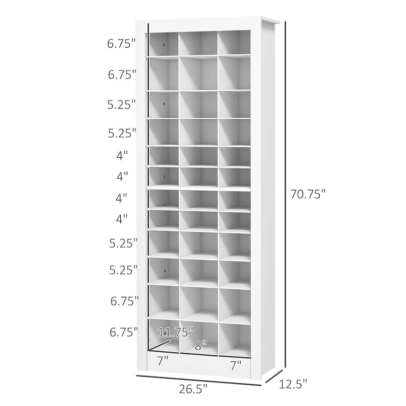 71 Tall Shoe Cabinet for Entryway, Narrow Shoe Rack Storage Organizer, White