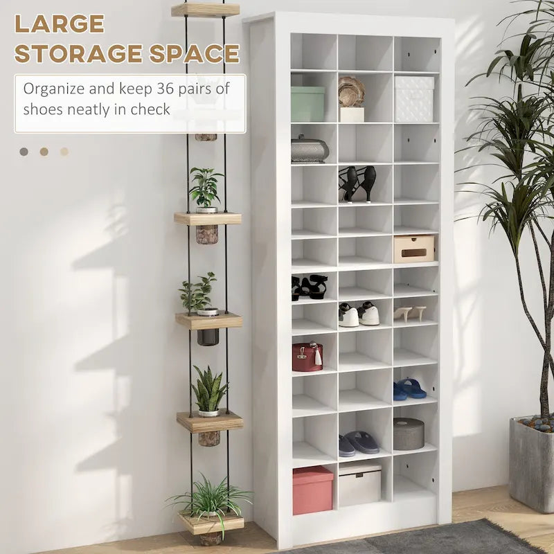 71 Tall Shoe Cabinet for Entryway, Narrow Shoe Rack Storage Organizer, White