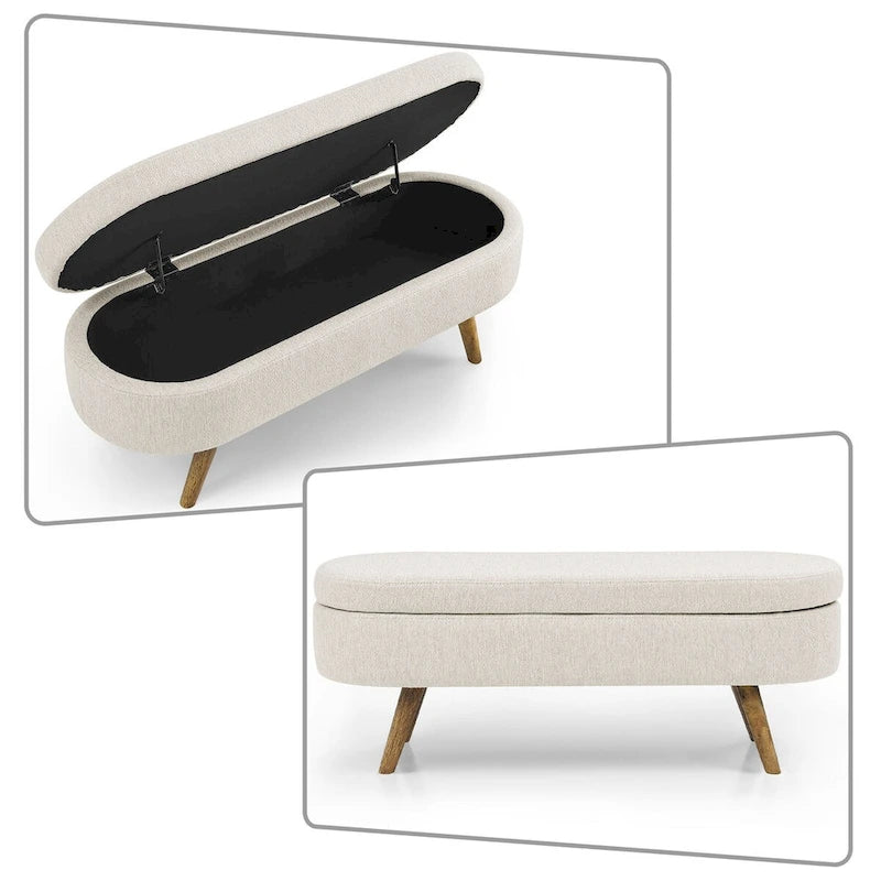 Modern Minimalist Linen Fabric Upholstered Storage Bench with Flip Top