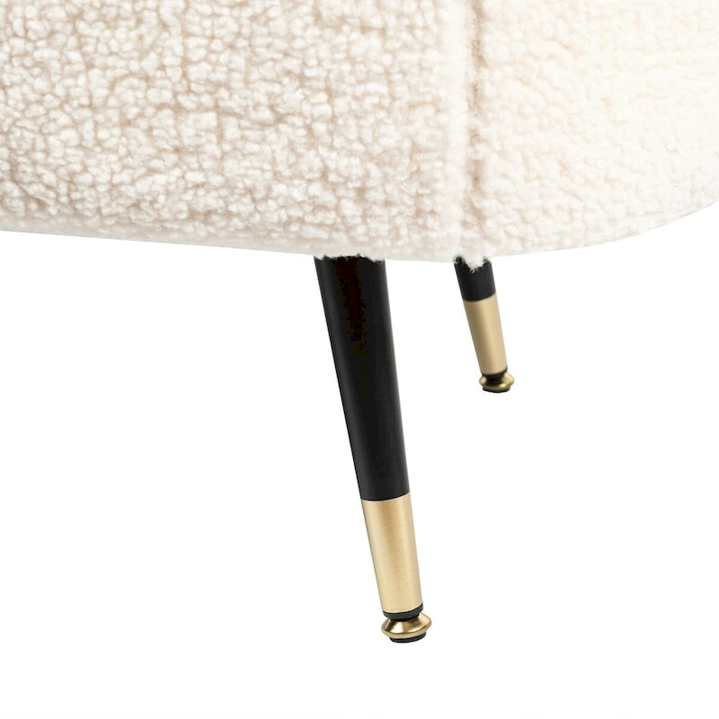 Fully Padded Boucle Storage Bench Wood Stiletto Legs