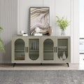 Wood TV Stand with Storage Cabinet & Adjustable Shelves