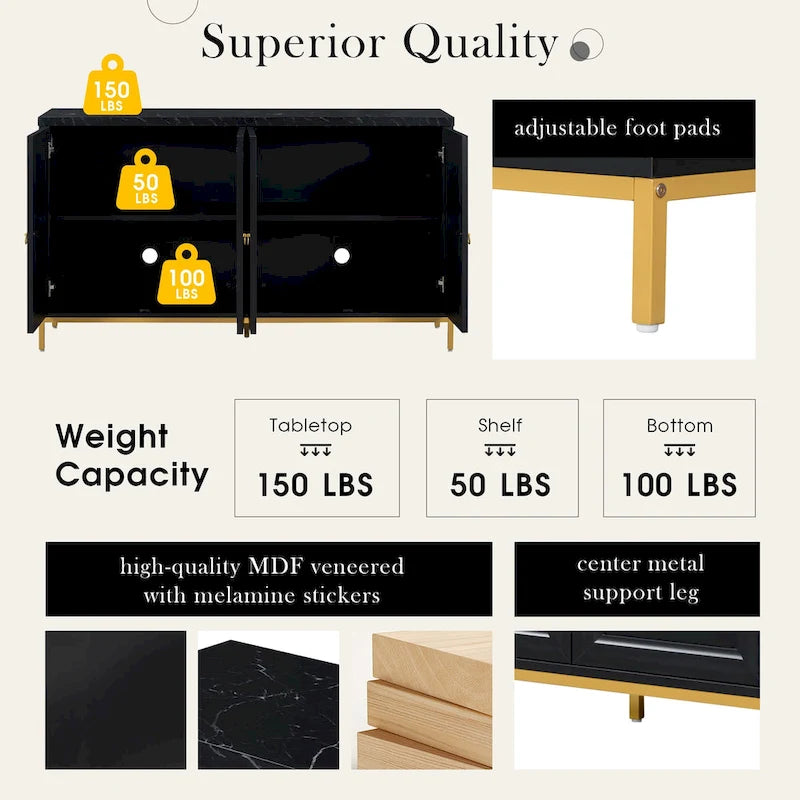 59 Sideboard Buffet Cabinet with Adjustable Shelf