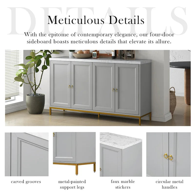 59 Sideboard Buffet Cabinet with Adjustable Shelf