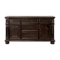 Finn 66 Inch Classic Wood Sideboard Buffet, Leaf Carved Molded Trim, Brown