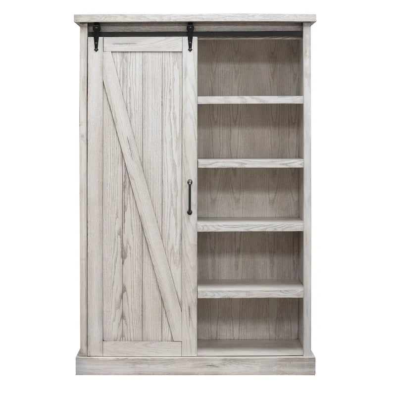 Rustic Barn Door Bookcase, Wood Shelving, Office Bookcase, Brown - 48 W x 72 H x16 D