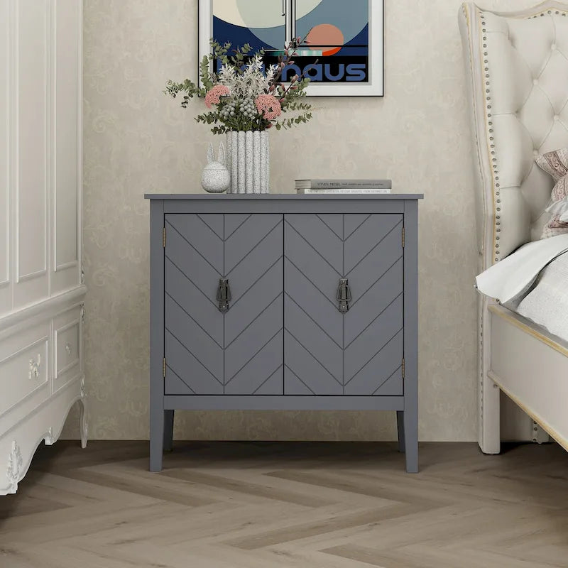 2 Door Wooden Cabinets, Wood Cabinet Vintage Style Sideboard for Living Room Dining Room Office