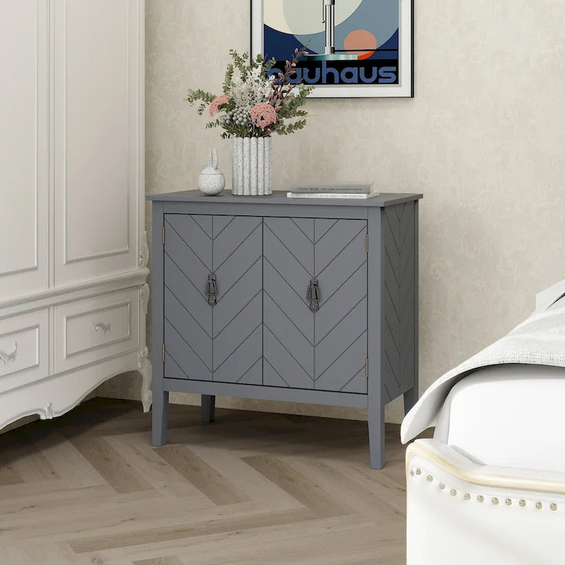 2 Door Wooden Cabinets, Wood Cabinet Vintage Style Sideboard for Living Room Dining Room Office