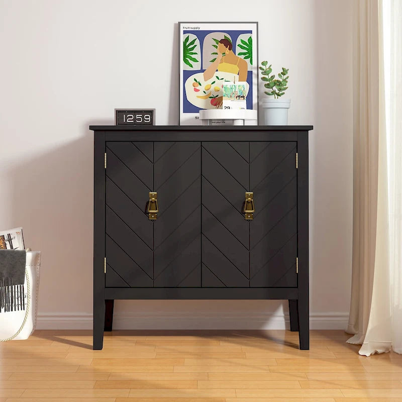 2 Door Wooden Cabinets, Wood Cabinet Vintage Style Sideboard for Living Room Dining Room Office