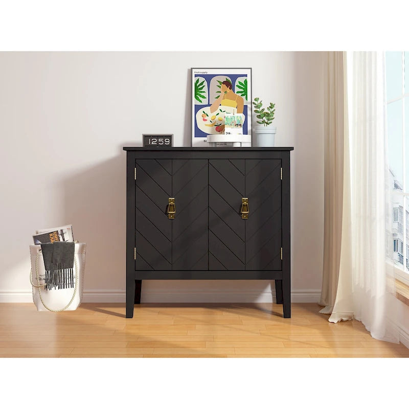 2 Door Wooden Cabinets, Wood Cabinet Vintage Style Sideboard for Living Room Dining Room Office