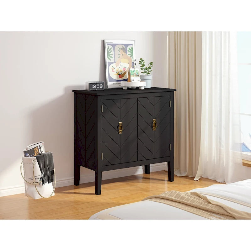 2 Door Wooden Cabinets, Wood Cabinet Vintage Style Sideboard for Living Room Dining Room Office
