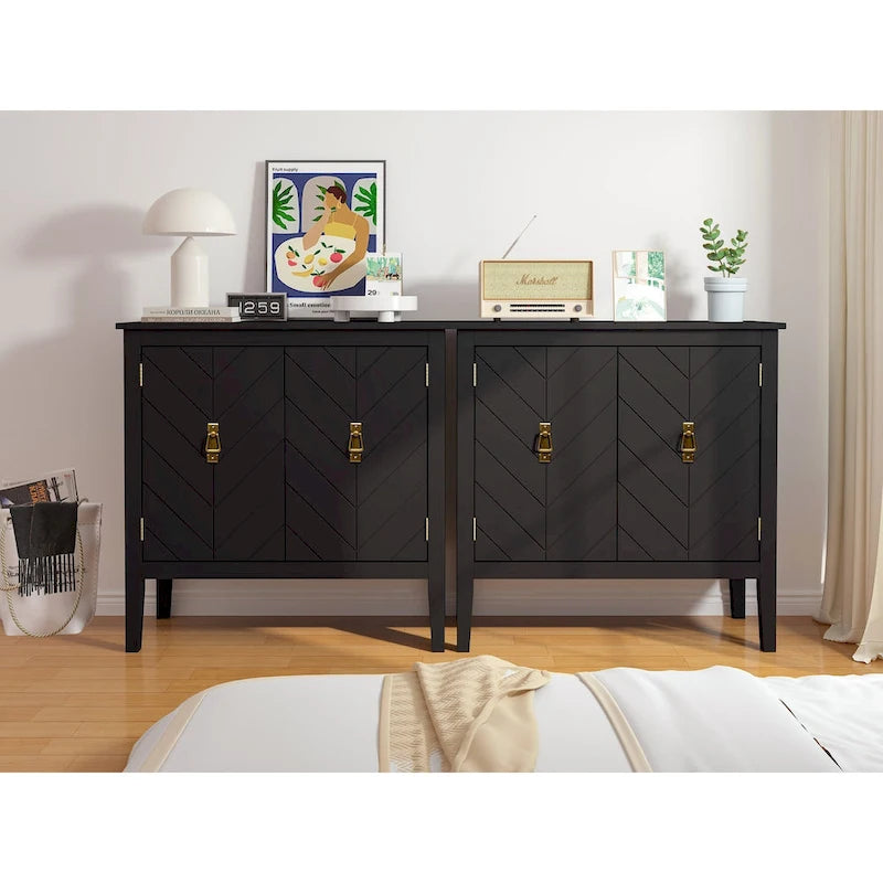 2 Door Wooden Cabinets, Wood Cabinet Vintage Style Sideboard for Living Room Dining Room Office