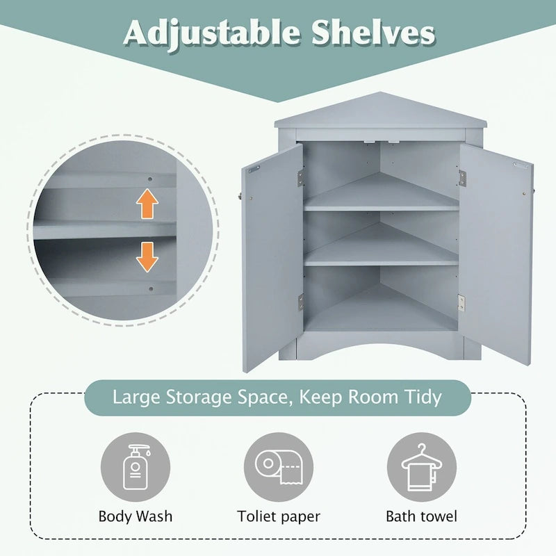 Triangle Bathroom Storage Cabinet with Adjustable Shelves