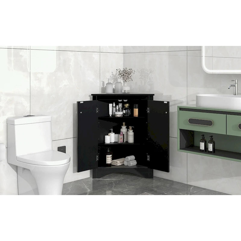 Triangle Bathroom Storage Cabinet with Adjustable Shelves