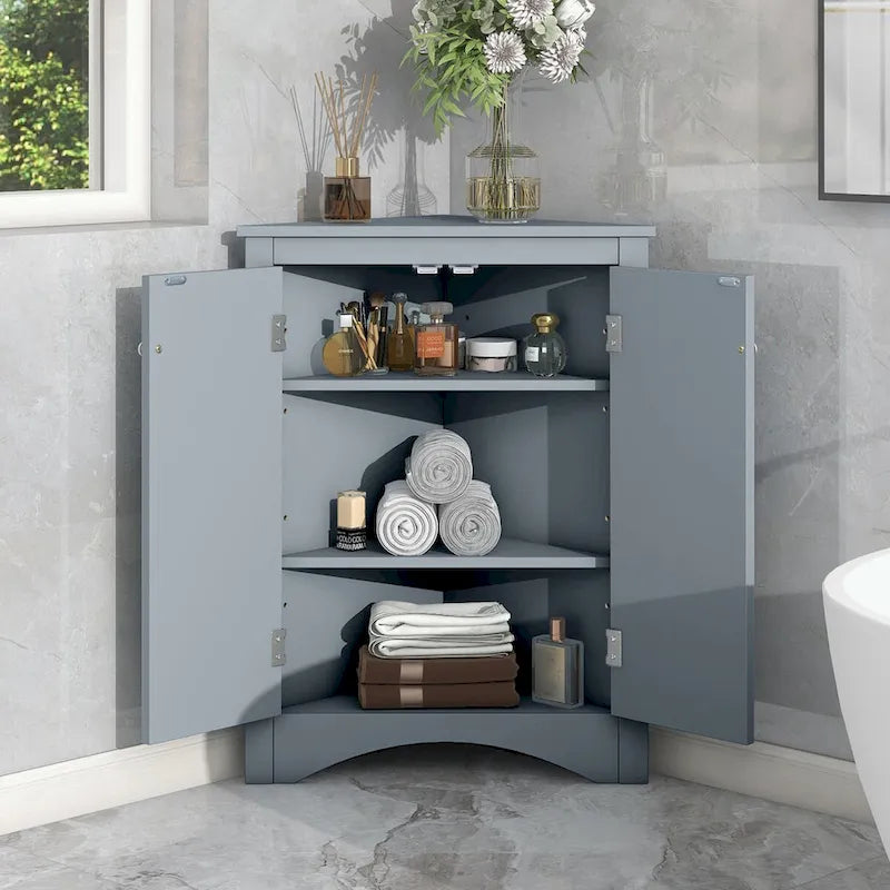 Triangle Bathroom Storage Cabinet with Adjustable Shelves