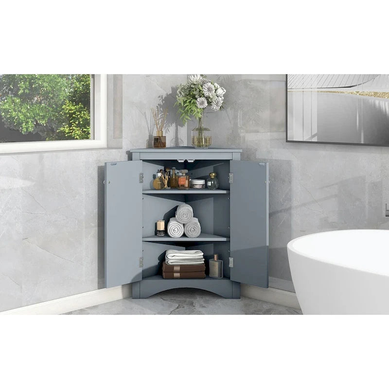 Triangle Bathroom Storage Cabinet with Adjustable Shelves