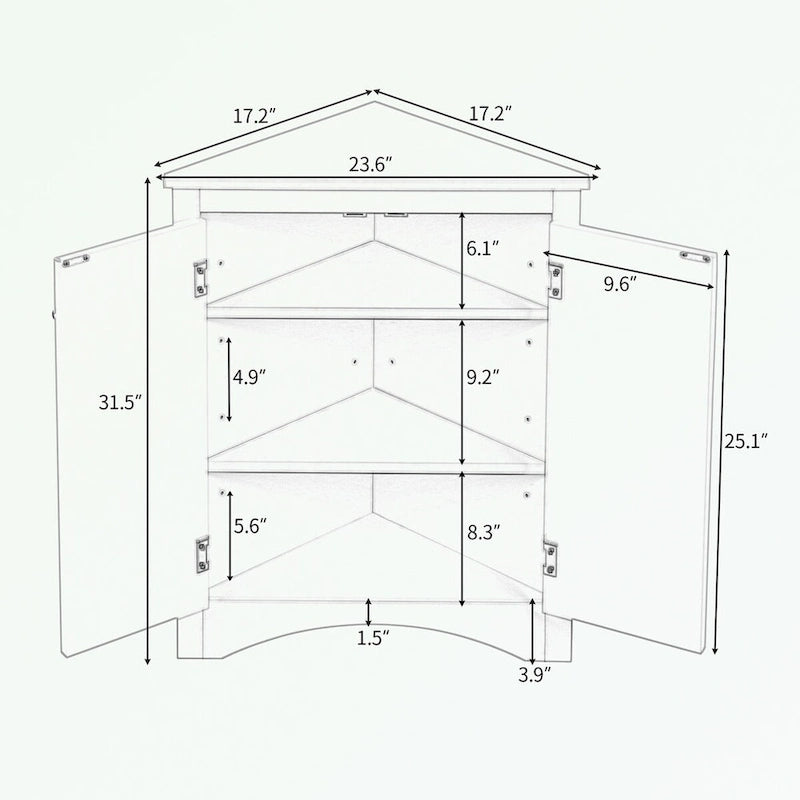 Triangle Bathroom Storage Cabinet with Adjustable Shelves