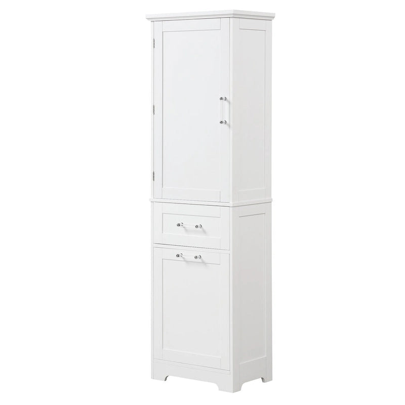 13 in. W x 20 in. D x 68.1 in. H Linen Cabinet with Two Different Size Drawers and Adjustable Shelf