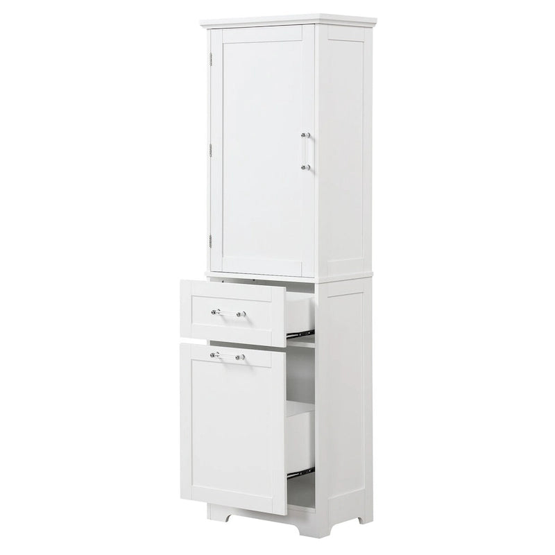 13 in. W x 20 in. D x 68.1 in. H Linen Cabinet with Two Different Size Drawers and Adjustable Shelf