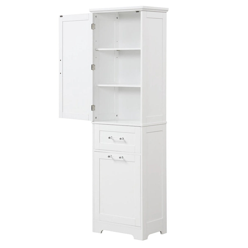 13 in. W x 20 in. D x 68.1 in. H Linen Cabinet with Two Different Size Drawers and Adjustable Shelf