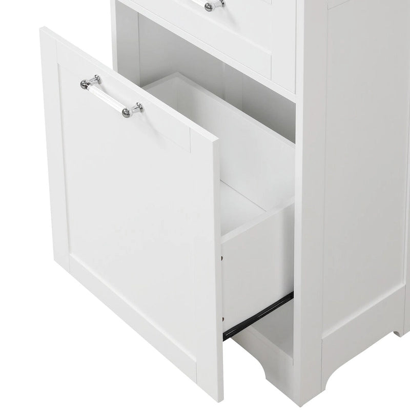 13 in. W x 20 in. D x 68.1 in. H Linen Cabinet with Two Different Size Drawers and Adjustable Shelf