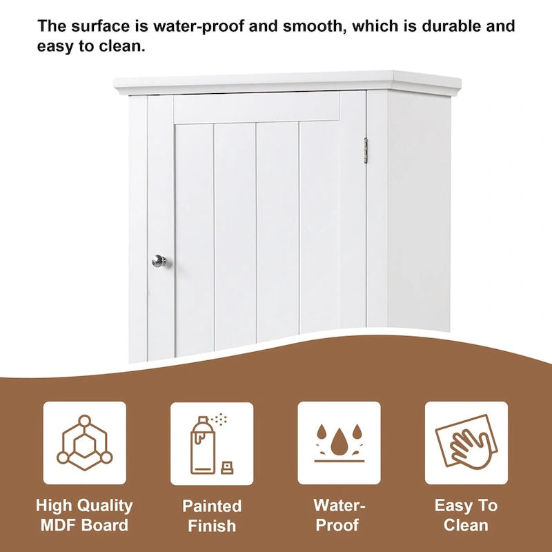 Bathroom Freestanding Storage Cabinet with Drawer and Adjustable Shelf