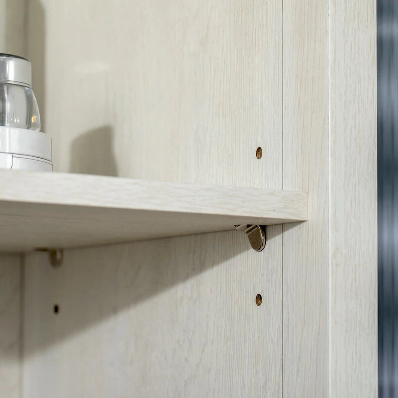 Tall Bathroom Cabinet, Linen Tower with Adjustable Shelves, 3 Tier Shelf & 2 Glass Door