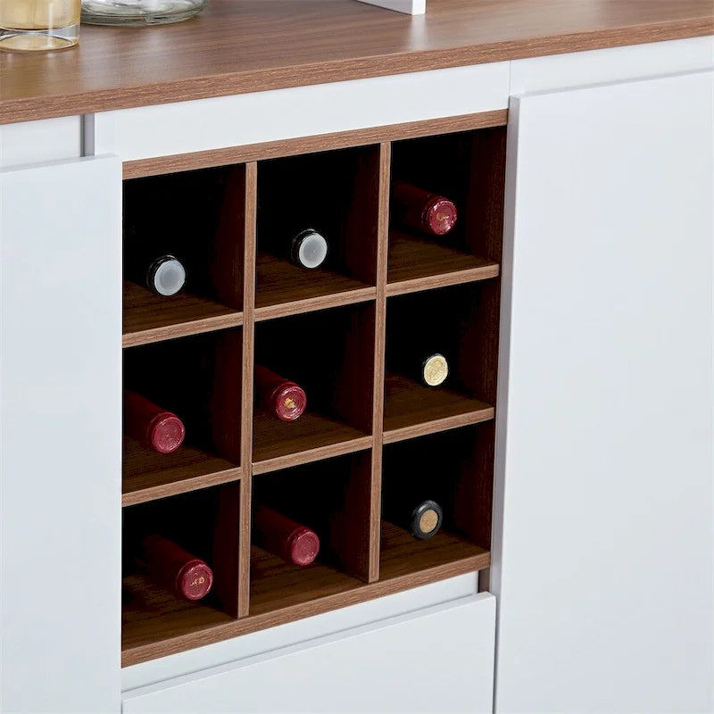 Wood Kitchen Buffet Cabinet with Storage and Wine Cabinet