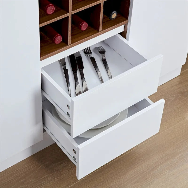 Wood Kitchen Buffet Cabinet with Storage and Wine Cabinet
