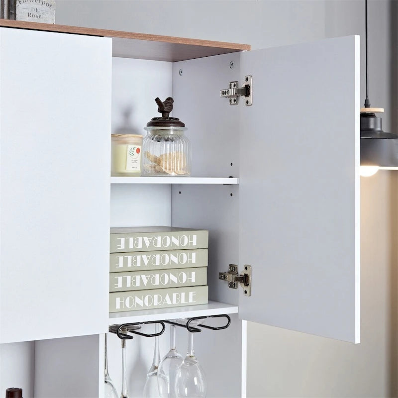 Wood Kitchen Buffet Cabinet with Storage and Wine Cabinet