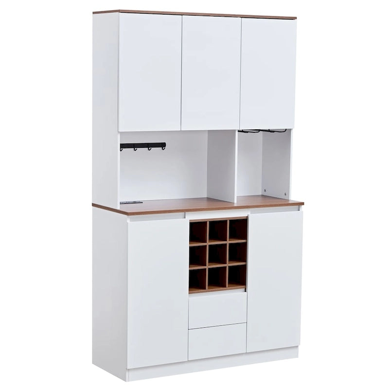 Wood Kitchen Buffet Cabinet with Storage and Wine Cabinet