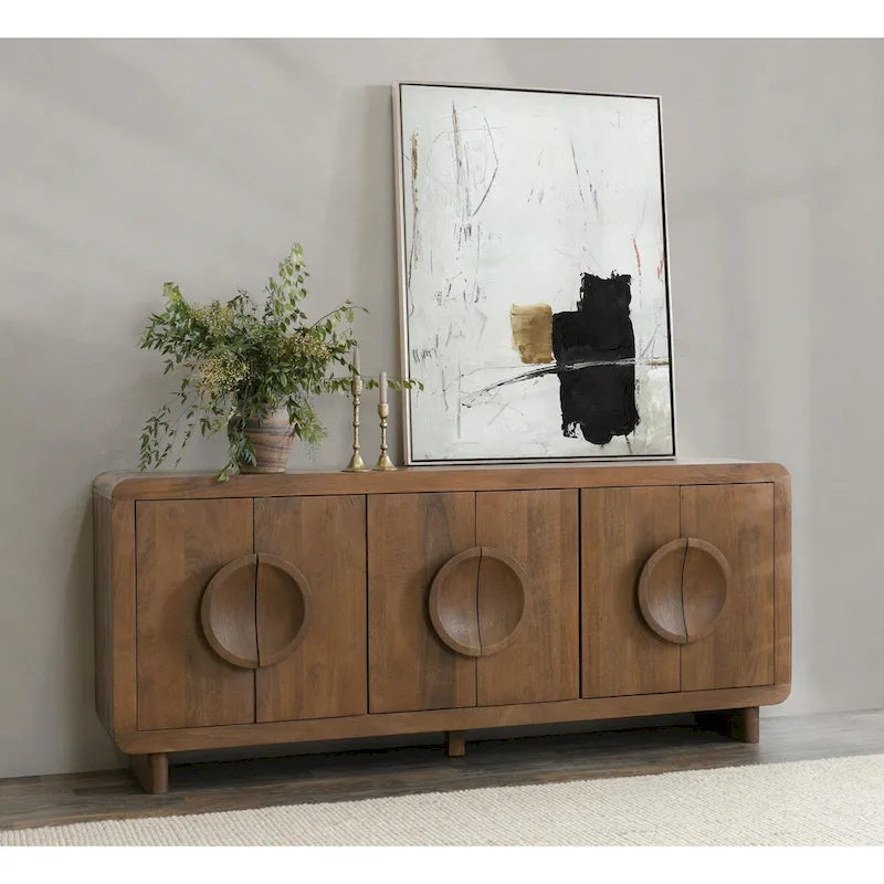 Classic Home Vally 6-Door Natural Mango Wood Sideboard Buffet