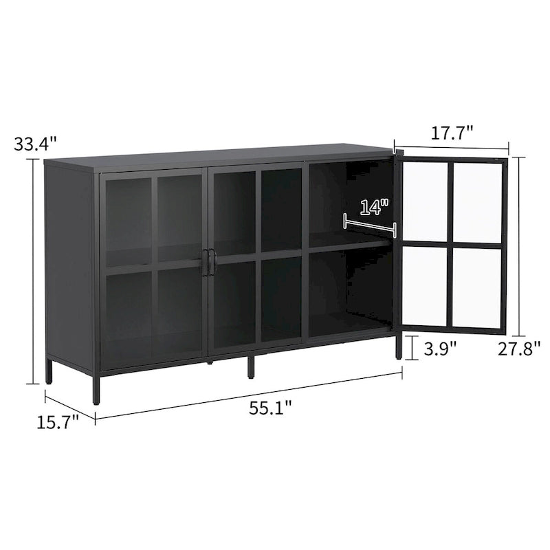 Heavy Duty Metal Modern Sideboard Buffet Cabinet